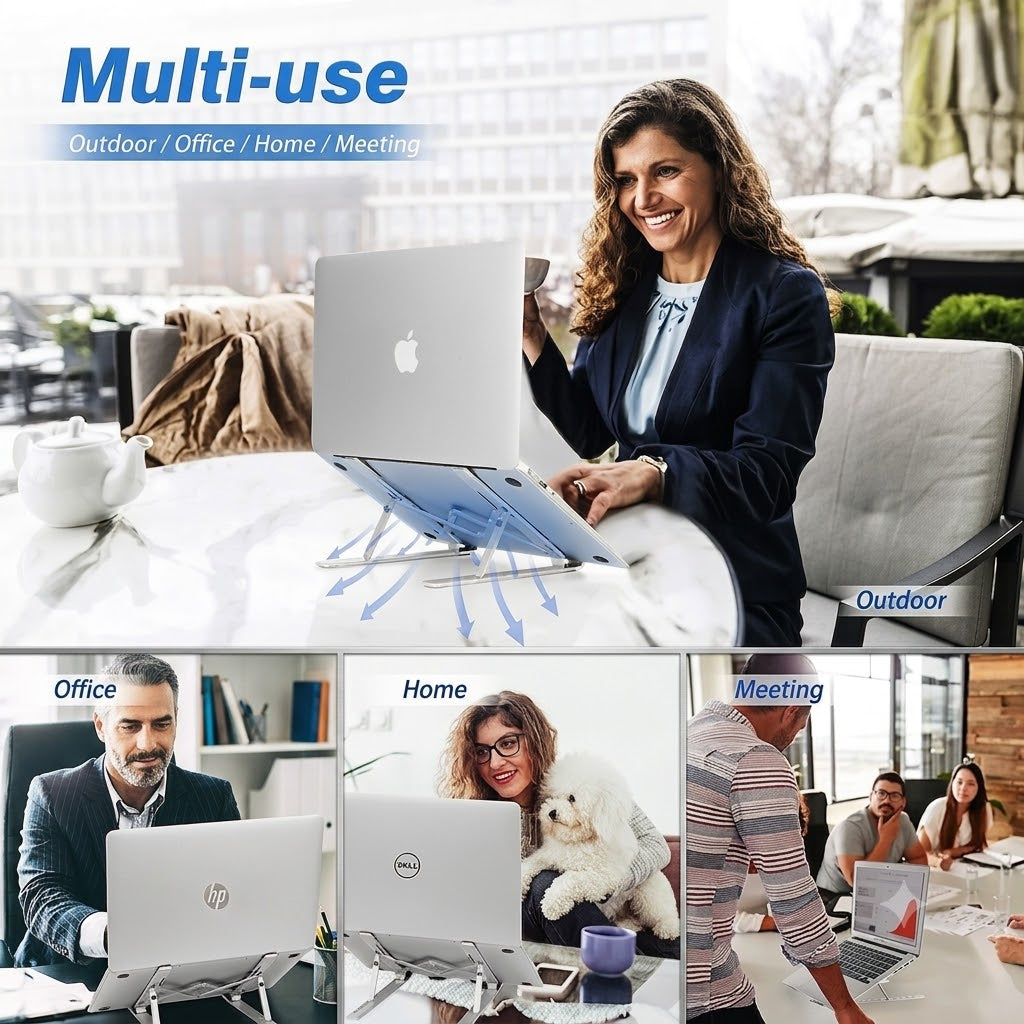 Premium Laptop Stand Multi-Angle Height Adjustable, Anti-Slip, Foldable