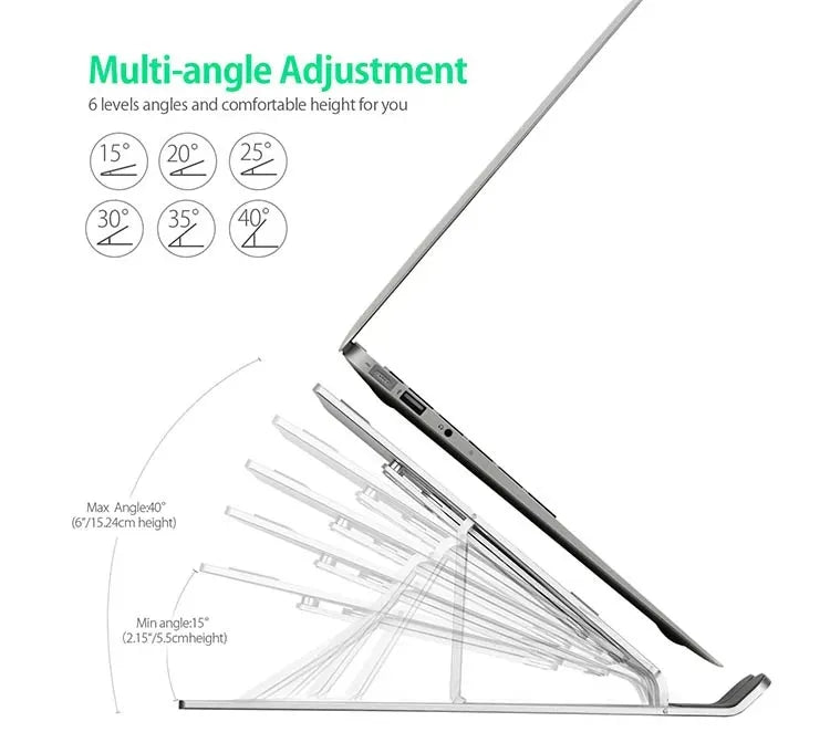 Premium Laptop Stand Multi-Angle Height Adjustable, Anti-Slip, Foldable